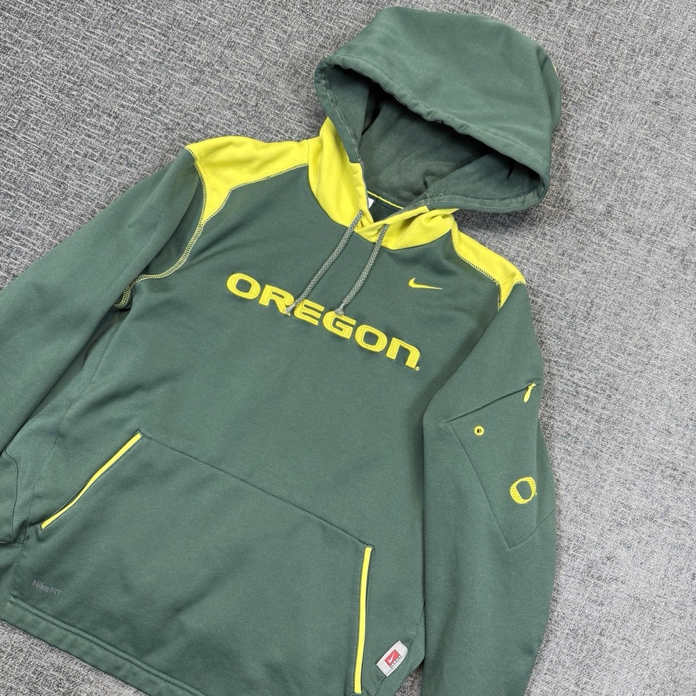 Nike Oregon Ducks Hoodie Sweatshirt Youth Boys Medium Green Y2K Pullover